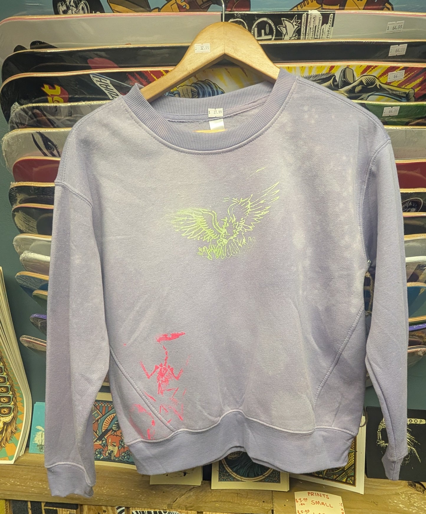 Culture Vulture - small purple sweater - hand dyed and hand printed