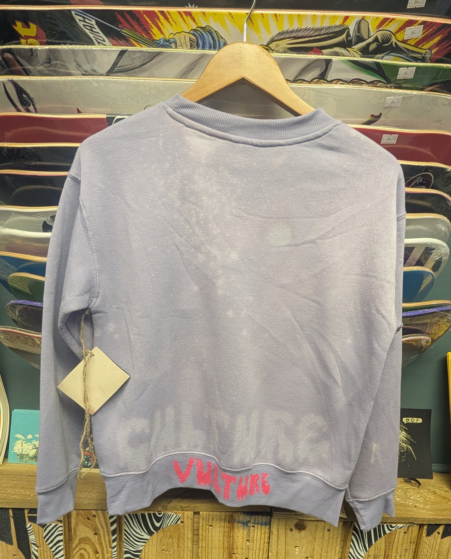 Culture Vulture - small purple sweater - hand dyed and hand printed