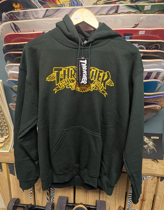 Thrasher x Anti-Hero green hoodie