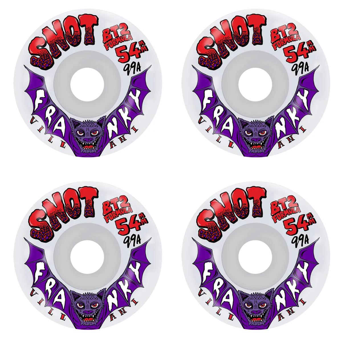 Snot Skateboard Wheels 54mm Franky Villani Conical 99A Clear