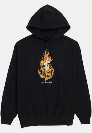 TOY MACHINE CHARRED CROSS BLACK HOODIE - Medium