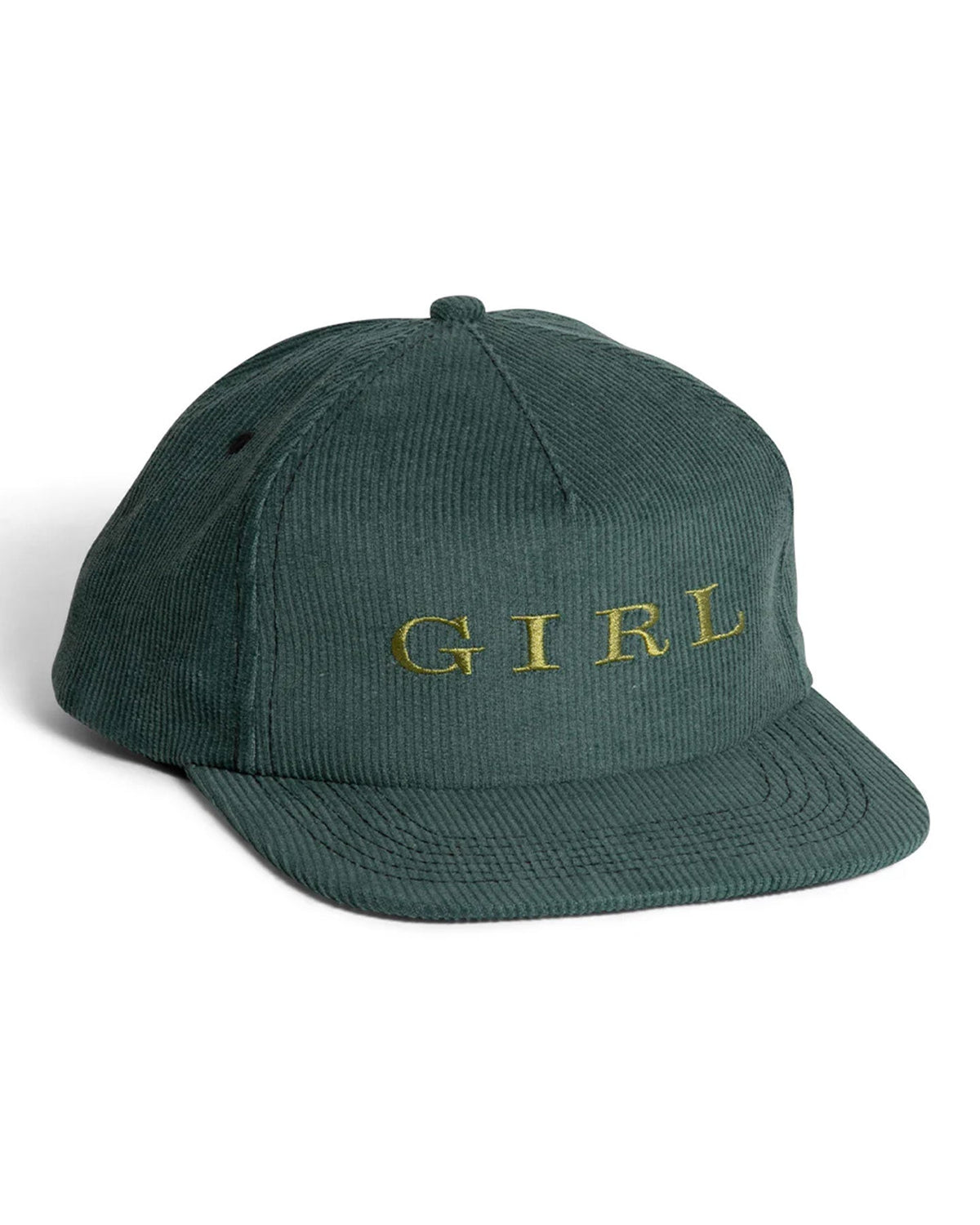 Girl Serif 5 Panel Corduroy Hat - Forest Green