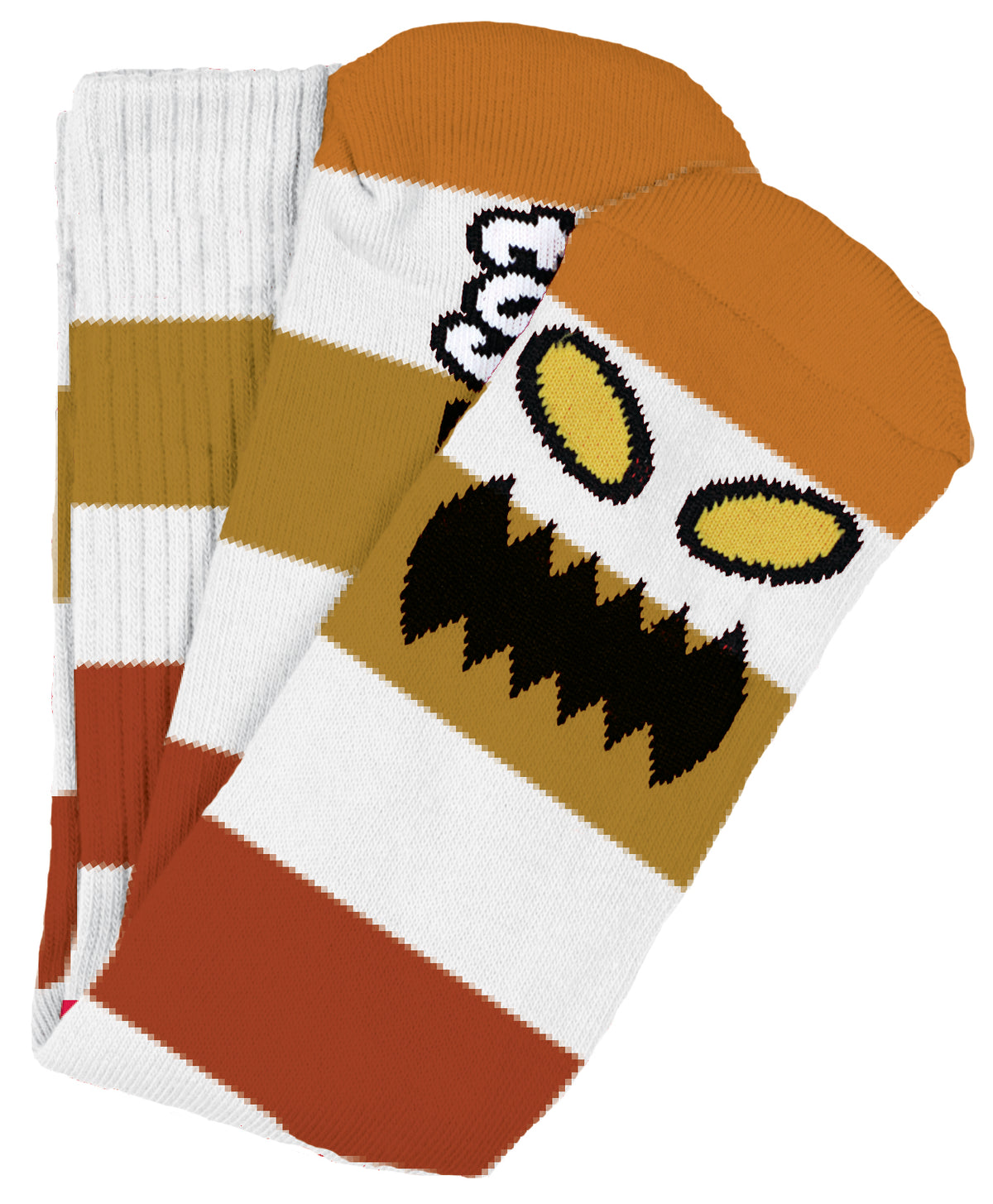 Toy Machine Socks – Monsterface – Wide Stripes- Multi brown/white