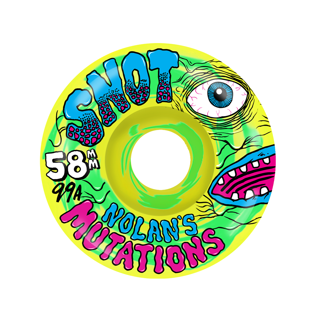 Snot Nolan's Mutations Green/Yellow Swirl Wide Boys 58MM 99A (Set of 4)