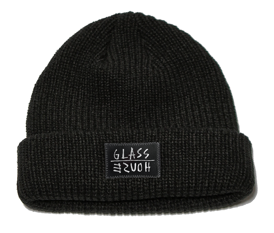 Glass House Memo Label Roll Up Beanie Black