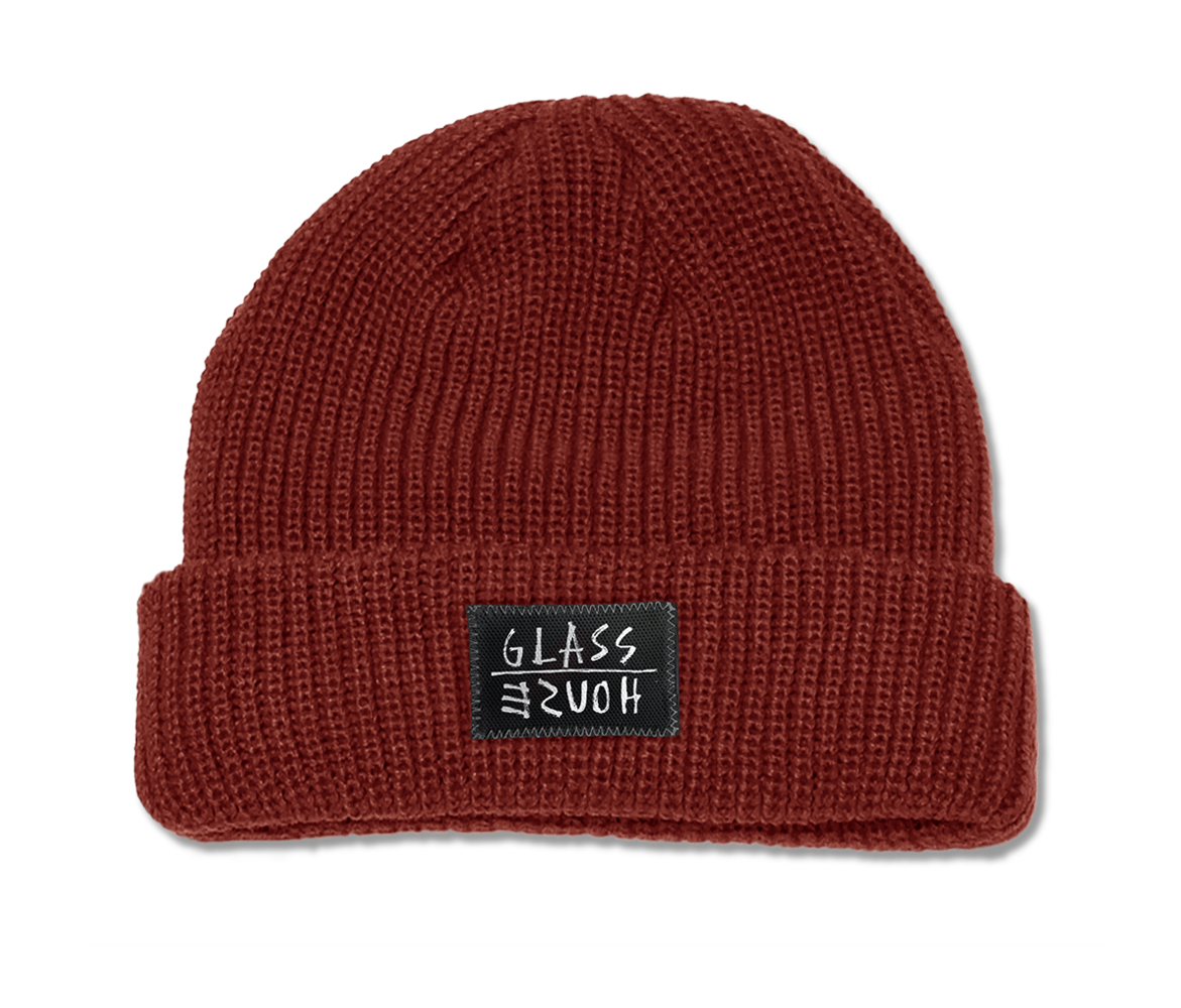 Glass House Memo Label Roll Up Beanie Brick