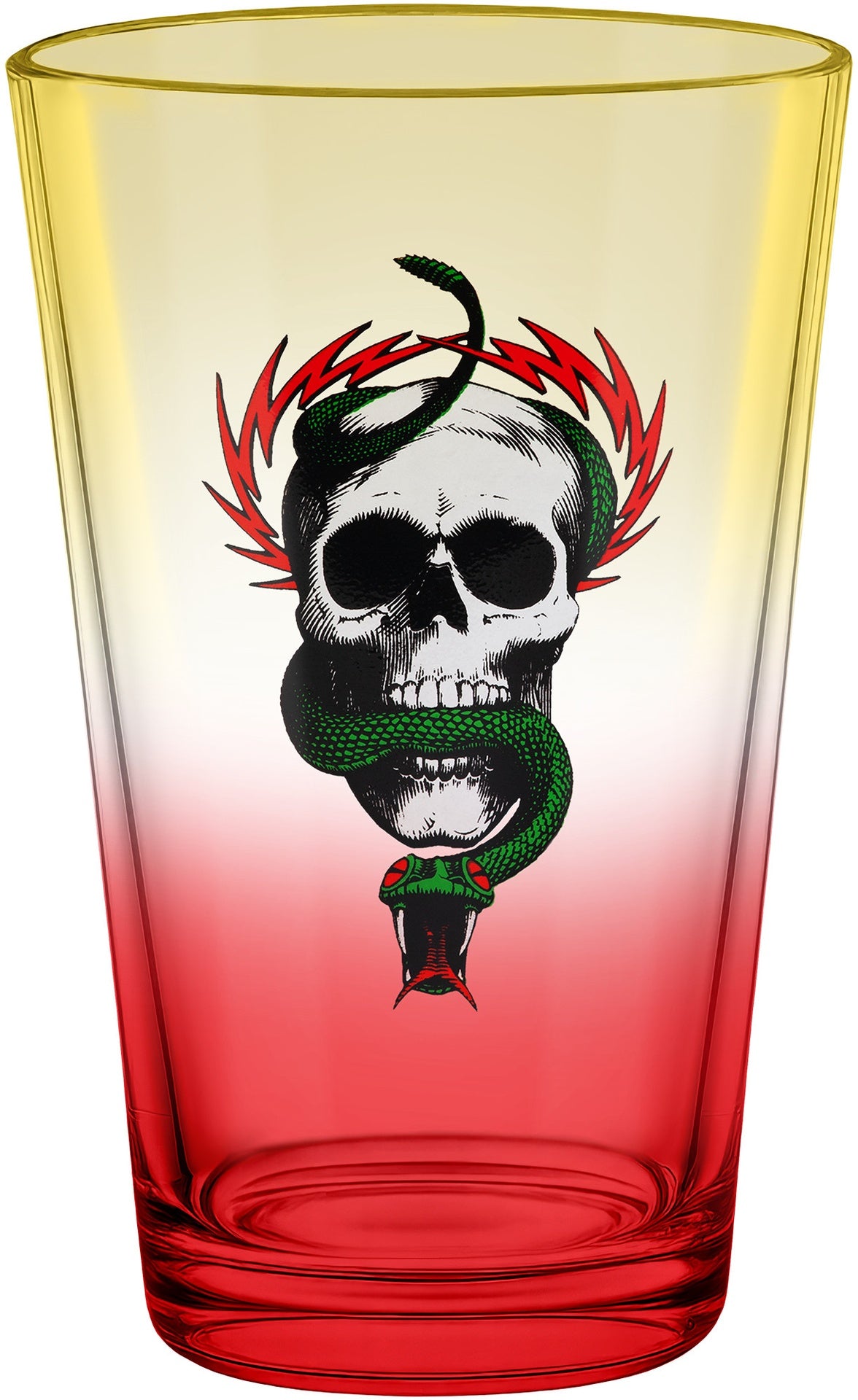 Powell Mcgill Skull & Snake Yellow/Red Fade Pint Glass