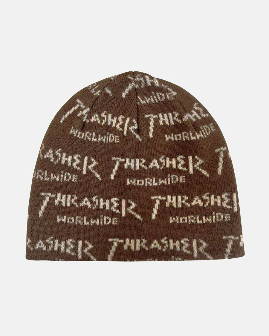Thrasher Worldwide Skully Beanie Brown