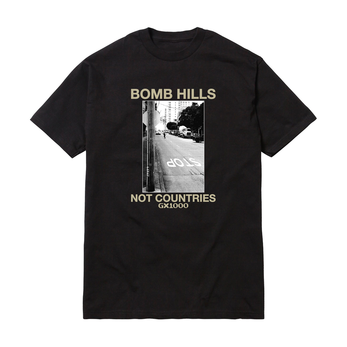 GX1000 Bomb Hills Not Countries Black/Tan Tee
