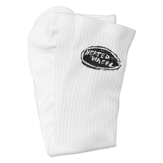 The Heated Wheel Oval Premium Socks White