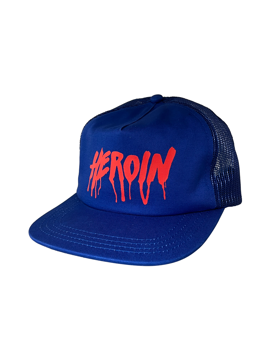 Heroin Drip Trucker Snapback Hat Royal Blue