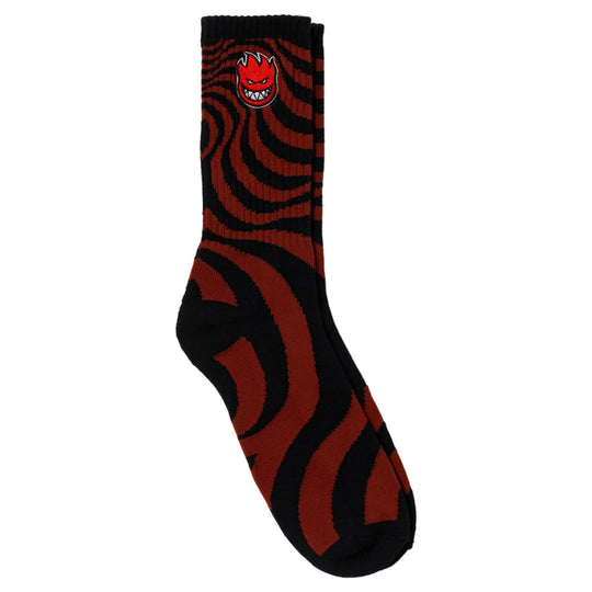 Spitfire Bighead Fill Emb Swirl Socks Dark Red