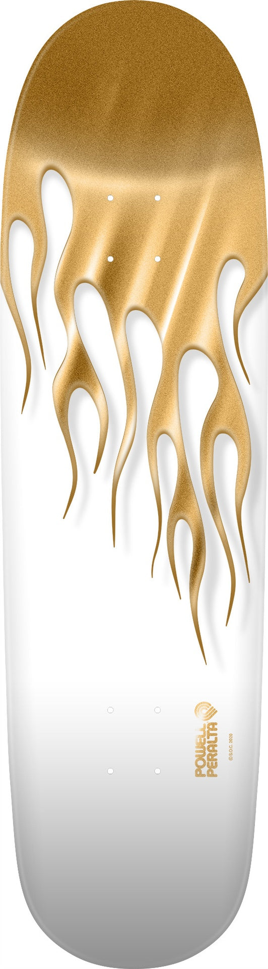 Powell Nitro Hot Rod Flames White/Gold Foil Shaped Deck  9.375 X 33.875