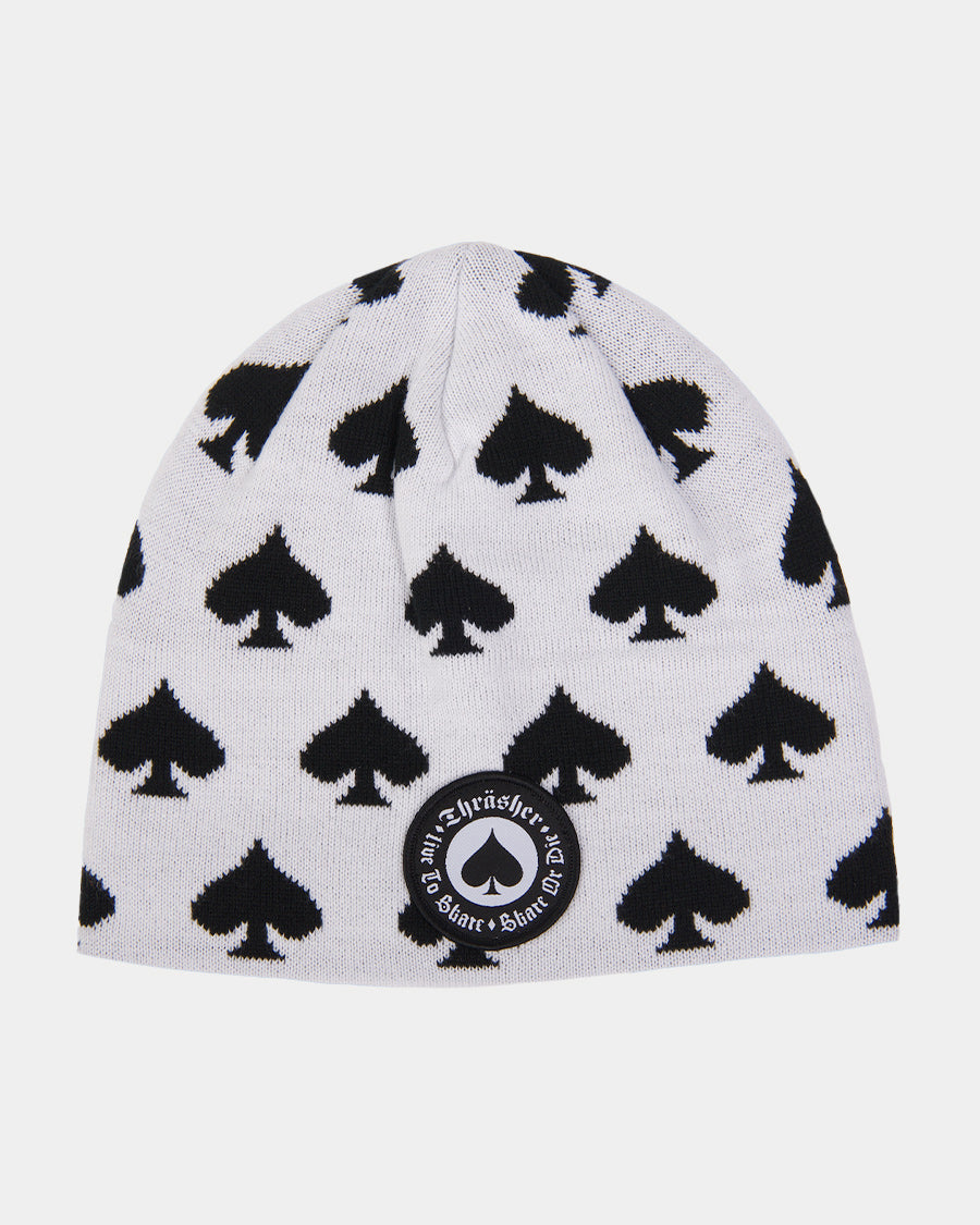 Thrasher Oath Skully Beanie White