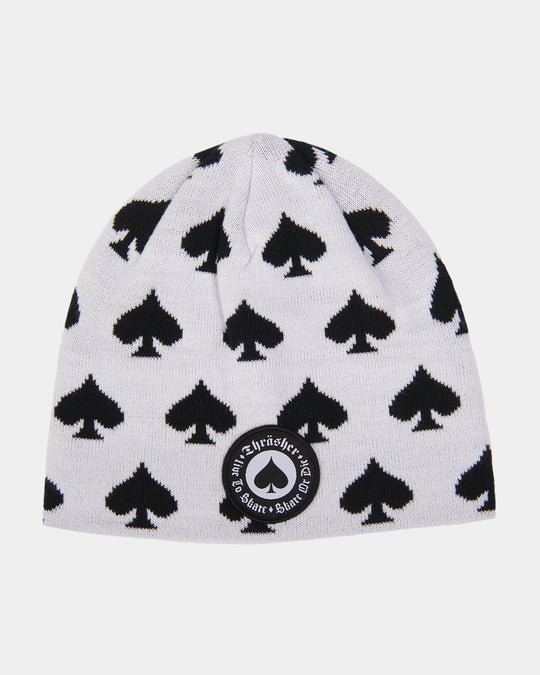 Thrasher Oath Skully Beanie White