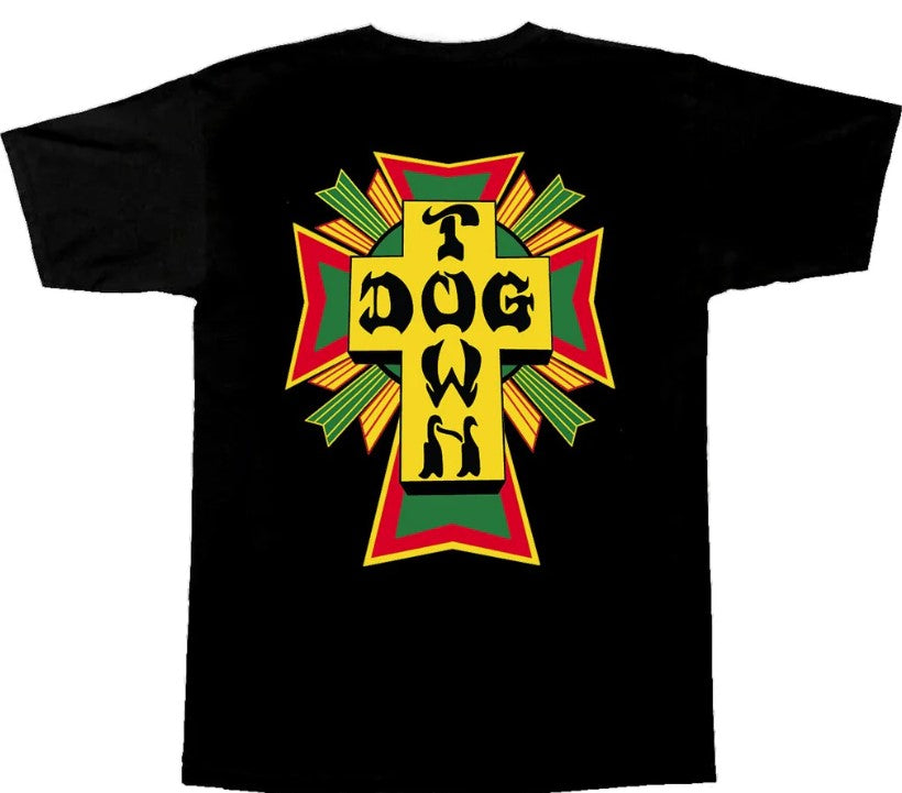 Dogtown Cross Logo Rasta Black Tee