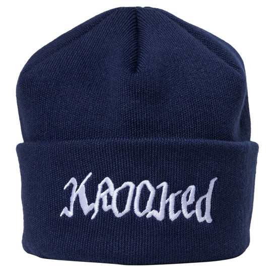 Krooked Double Ok Script Cuff Beanie Navy