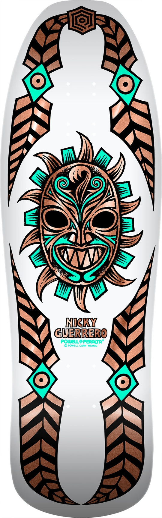 Powell Nicky Guerrero Mask White/Copper Foil Shaped Deck 10.0 X 31.75