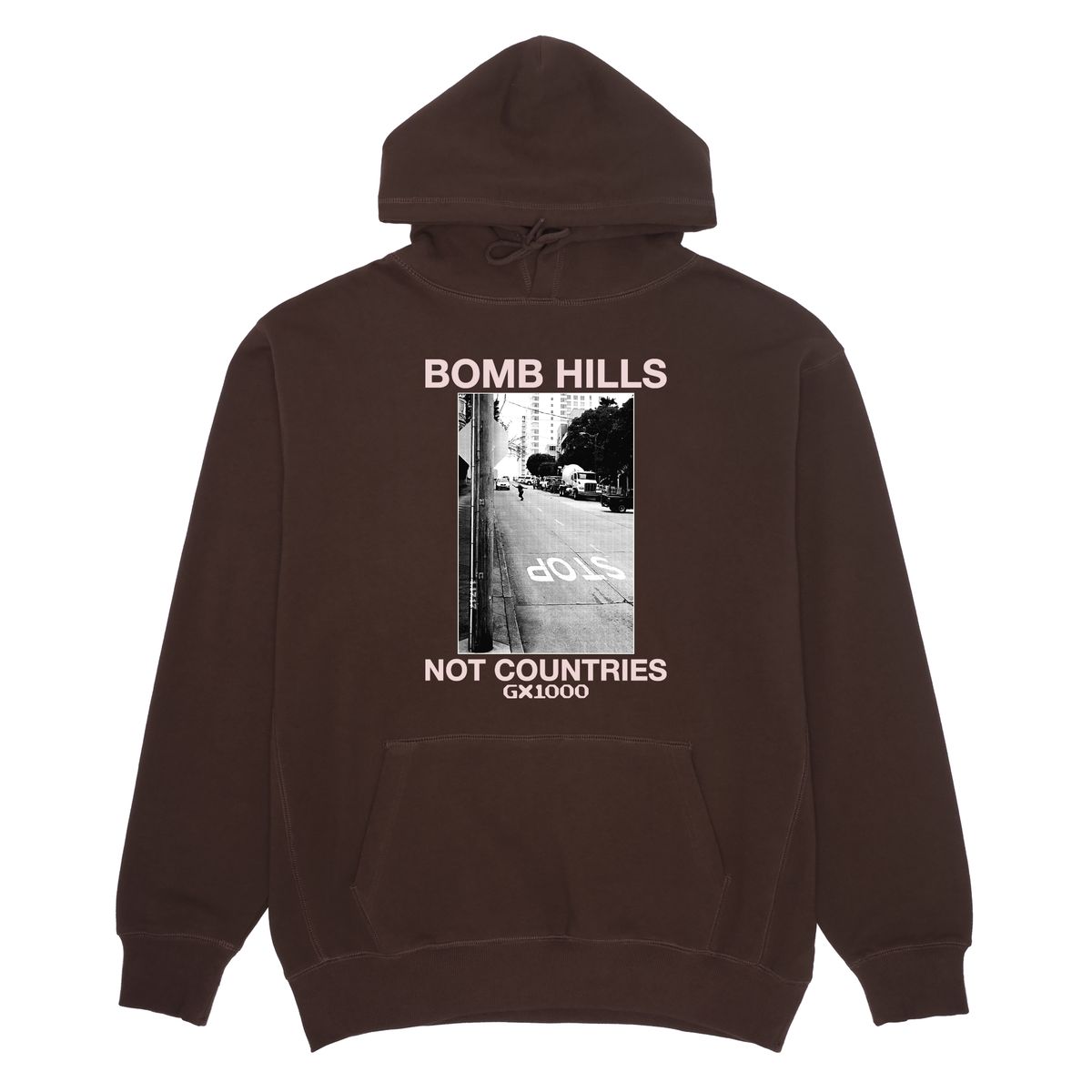 GX1000 Bomb Hills Not Countries Brown/Rose Hoodie
