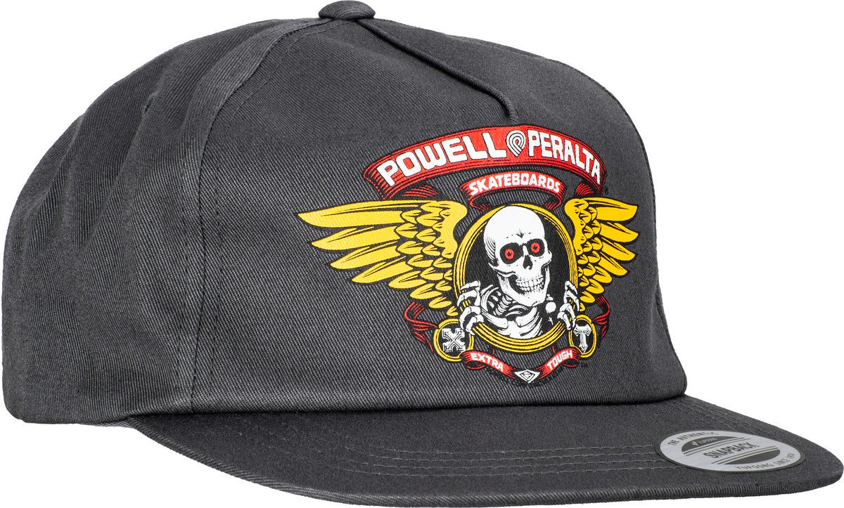 Powell Winged Ripper Snapback Hat Charcoal