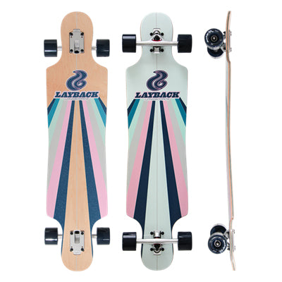 Layback Sun Stripe Mint Drop Through Longboard Complete 9.5 X 40.00