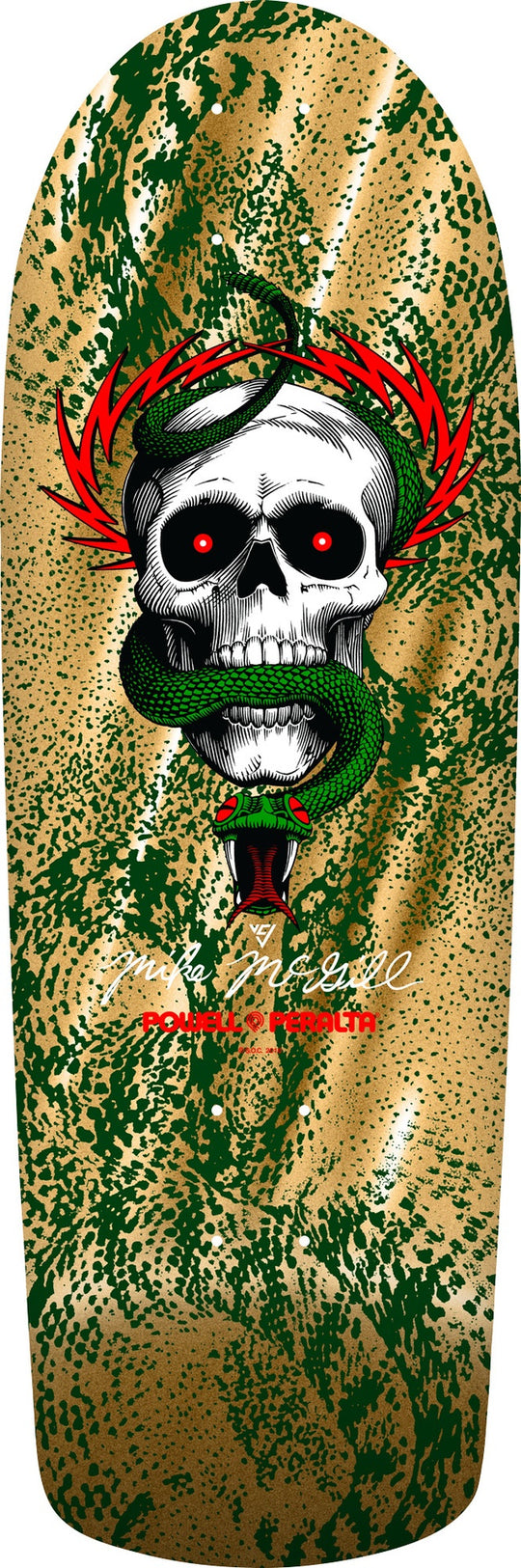 Powell Mcgill Skull & Snake Green/Gold Foil Shaped Deck 10.0 X 30.125