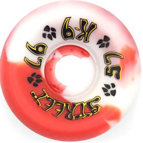 Dogtown K-9 80'S Red/White Swirl Wheels 57MM 97A (Set of 4)