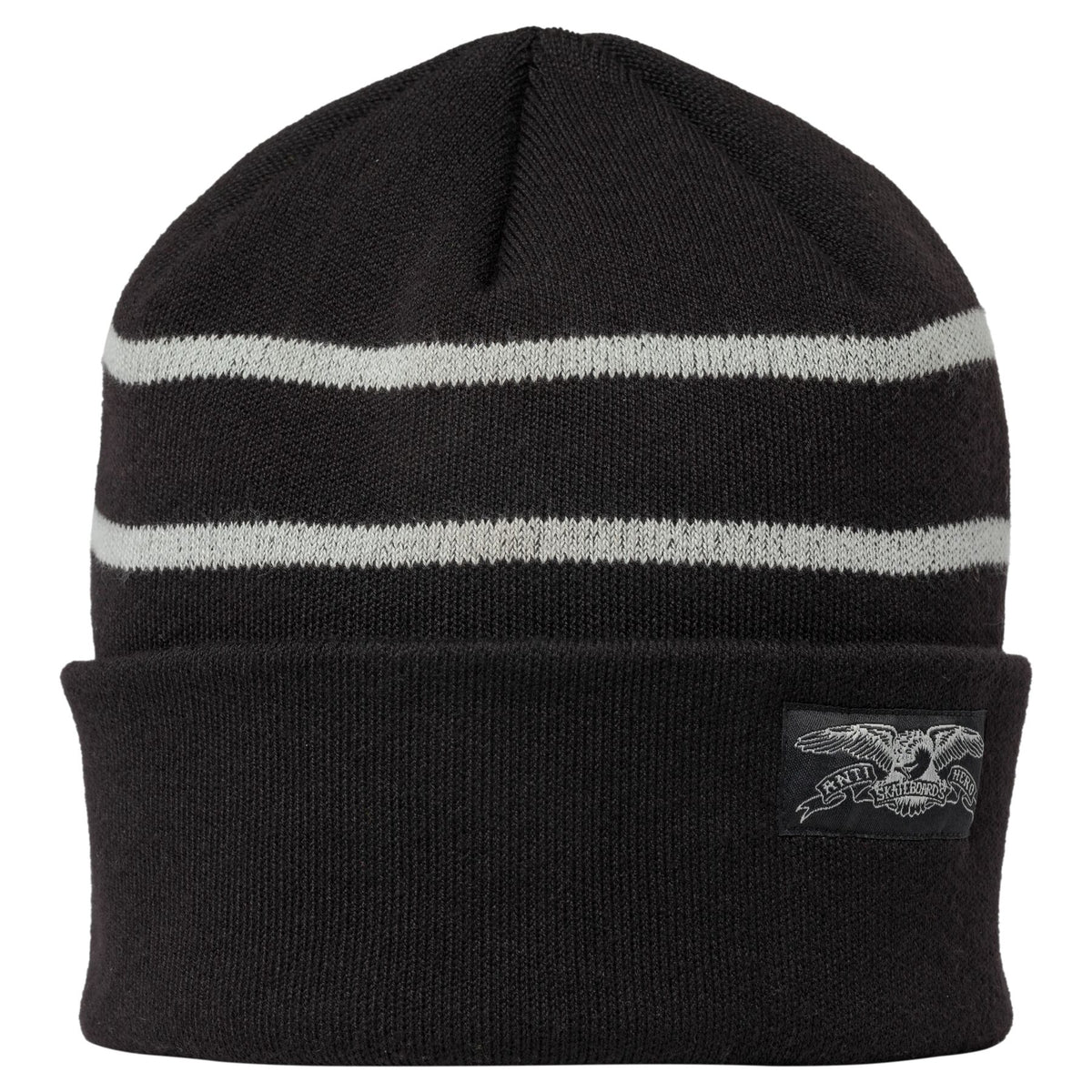 Anti-Hero Stock Eagle Label Stripe Cuff Beanie Black/Grey