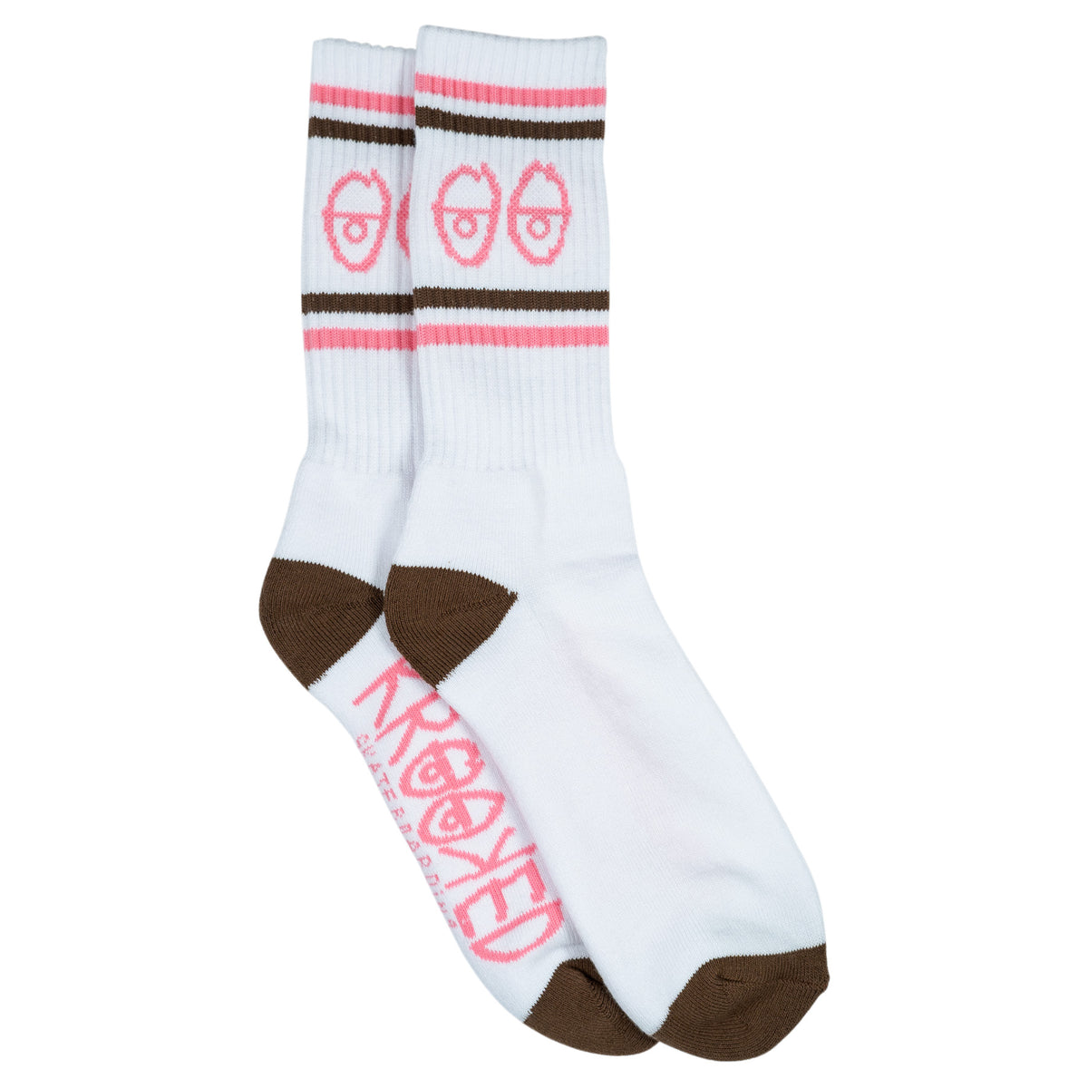 Krooked Eyes Socks White/Brown/Pink