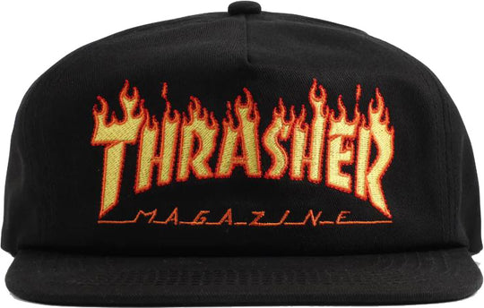 Thrasher Flame Emb. Snapback Hat Black