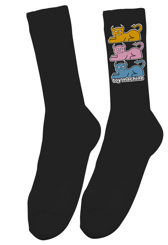 Toy Machine Triple Cat Socks Black