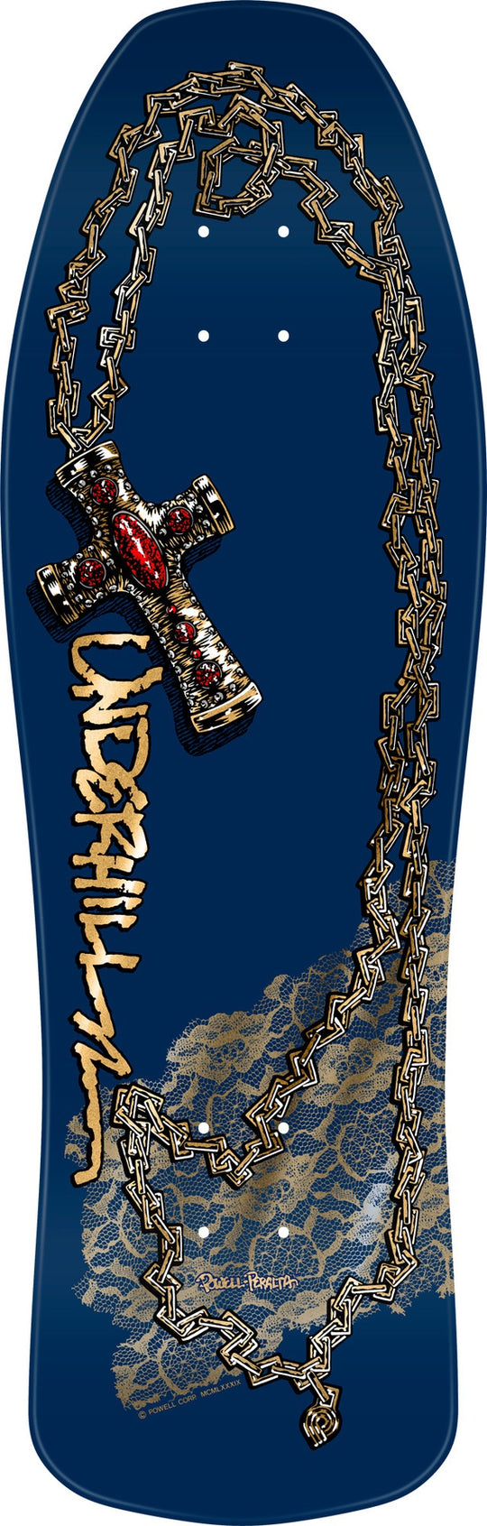 Powell Ray Underhill Cross Navy/Gold Shaped Deck 9.9 X 31.5