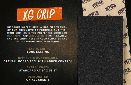 Pepper Xg Black Griptape Sheet 9.00 X 33.50