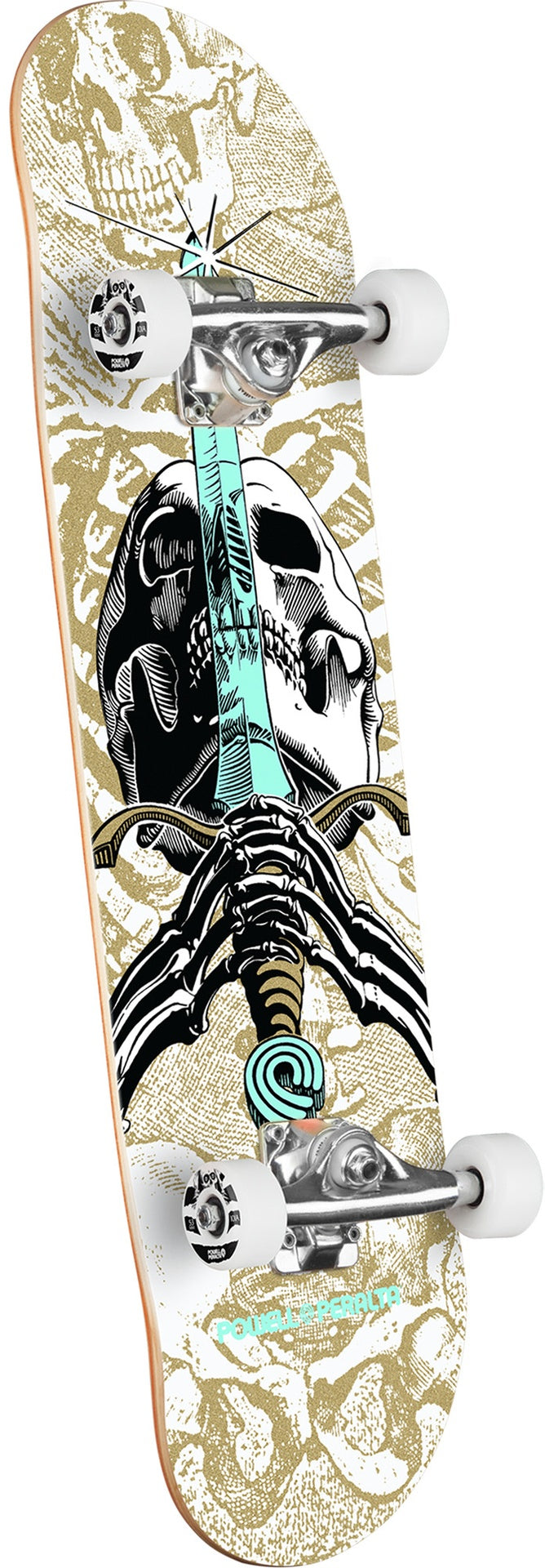 Powell Skull & Sword White/Metallic Gold Complete 8.0 X 31.45