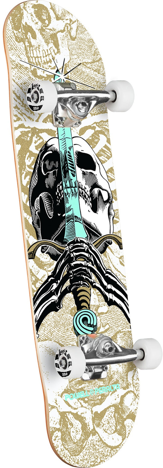 Powell Skull & Sword White/Metallic Gold Complete 8.0 X 31.45