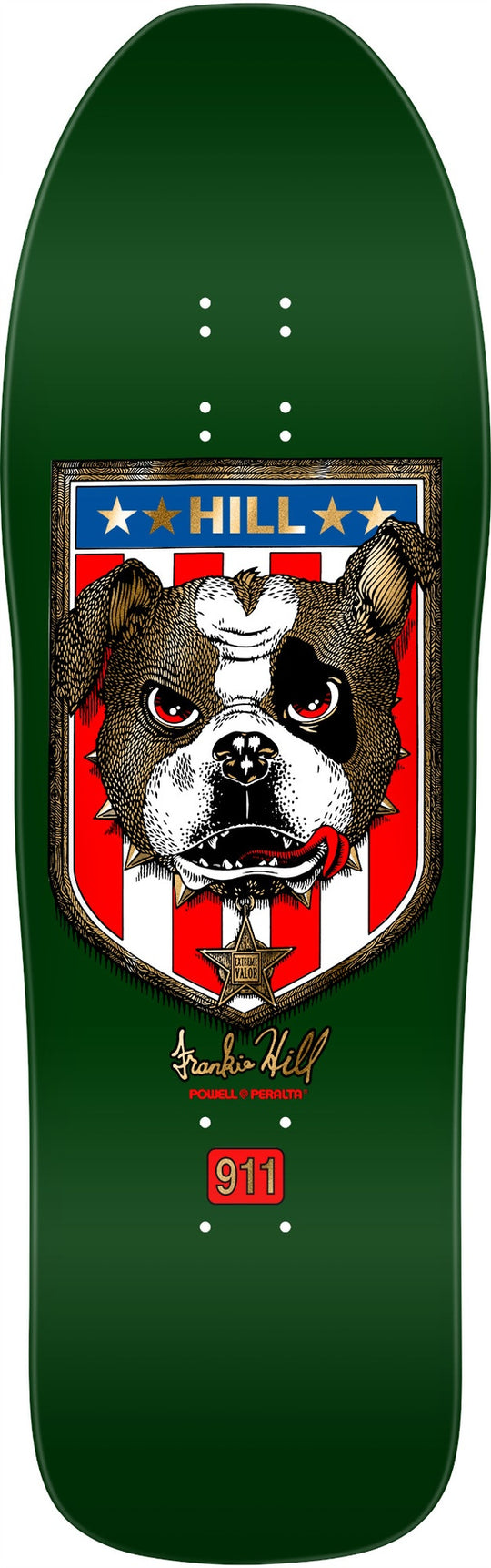 Powell Frankie Hill Bulldog Green/Gold Foil Shaped Deck 10.0 X 30.5