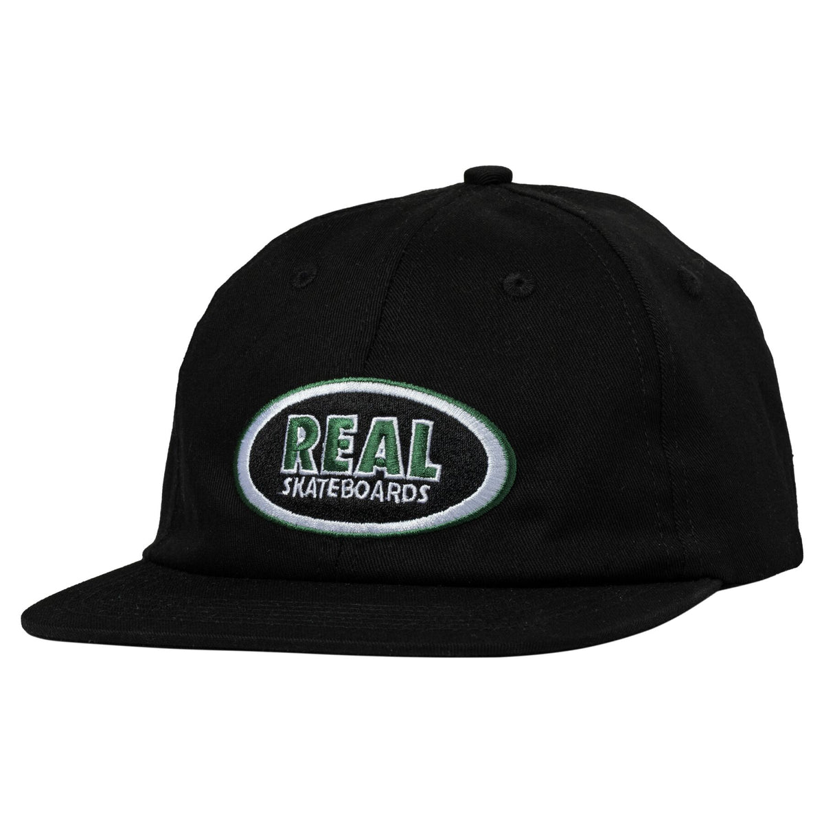 Real Oval Emb Strapback Hat Black