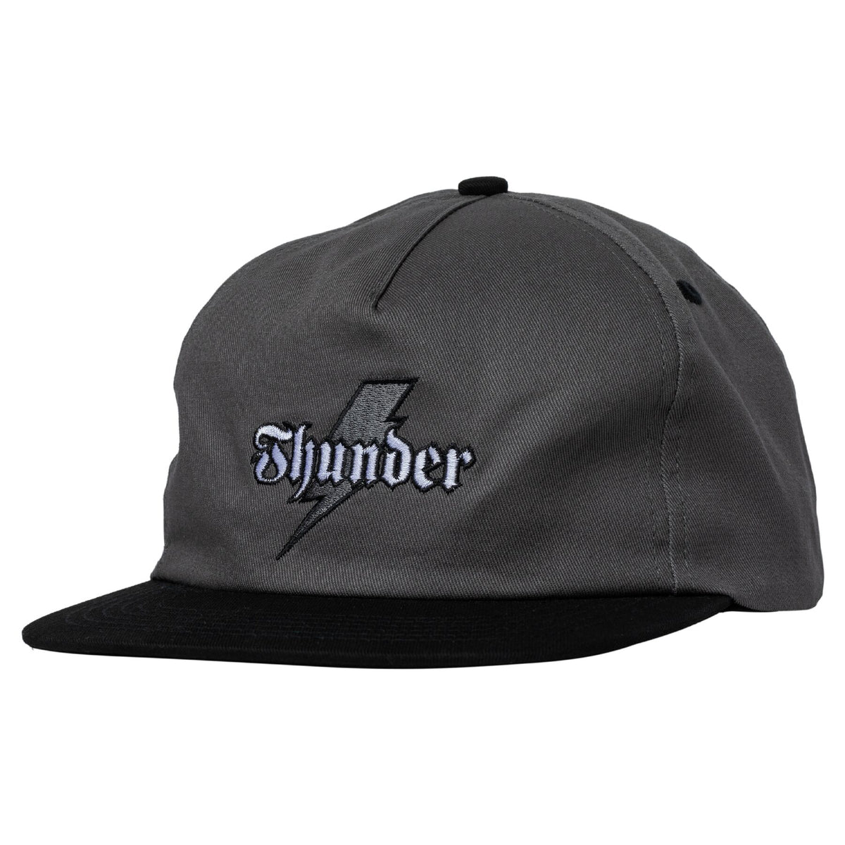 Thunder Bolt Script Snapback Hat Charcoal/Black
