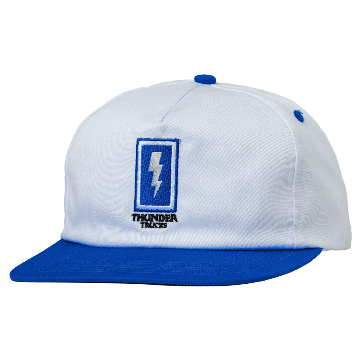Thunder Boxed Bolt Snapback Hat White/Blue