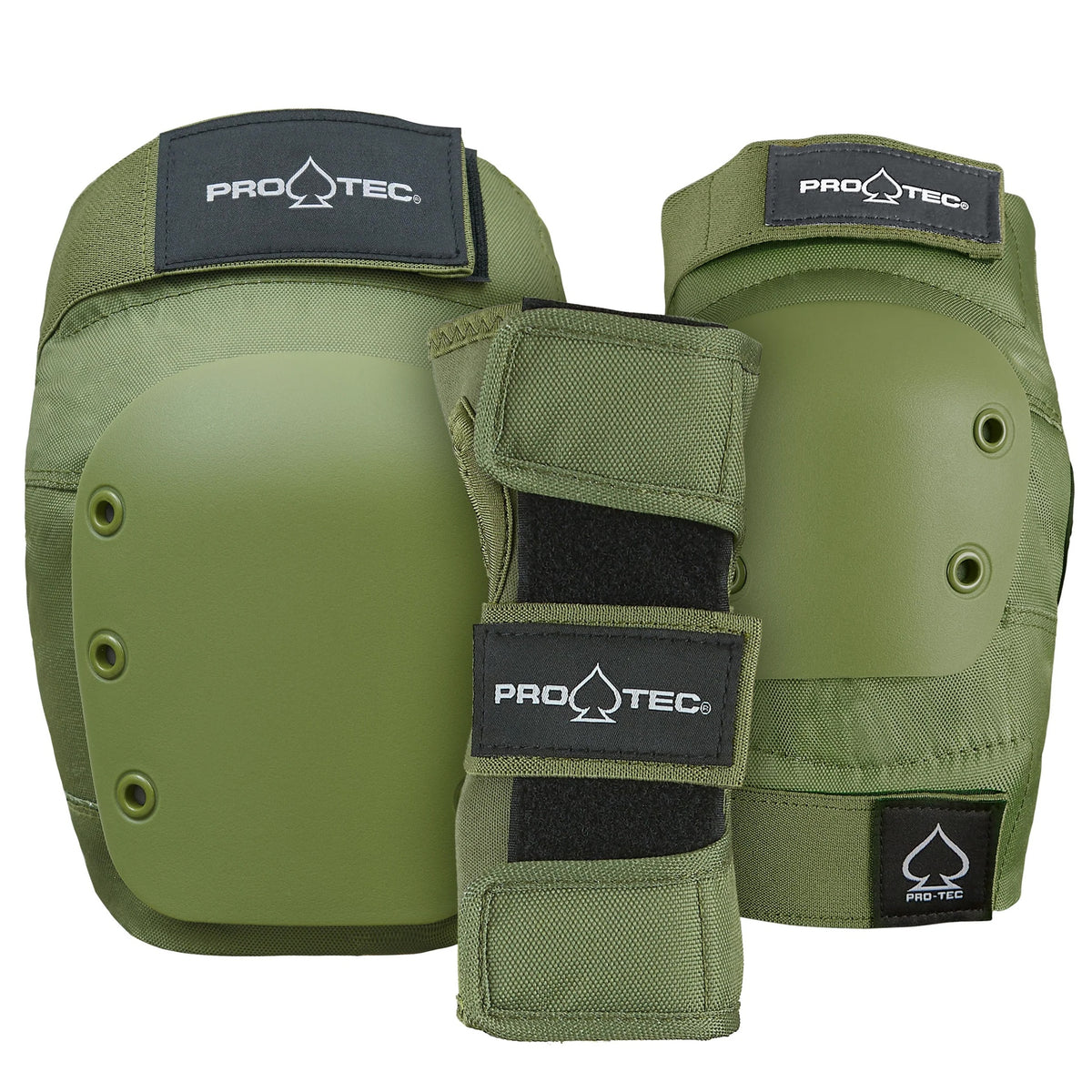 Pro Tec Street Junior 3 Pack Pad Set Army Green Youth Med