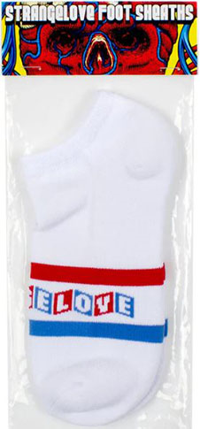 Strangelove Cinelogo Stripe No Show Socks White