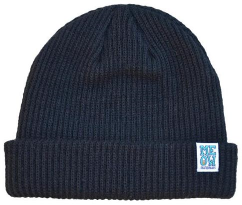 Meow Stacked Logo Cuffed Black Beanie
