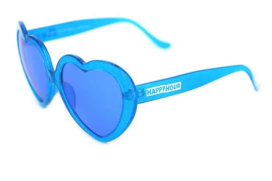 Happy Hour Hearts Clear Glitter Blue/Blue Tide Sunglasses
