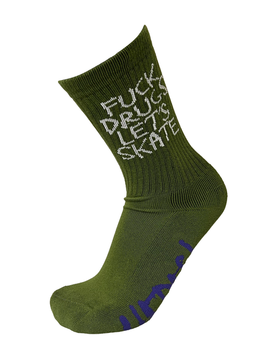Heroin Fuck Drugs Socks Olive