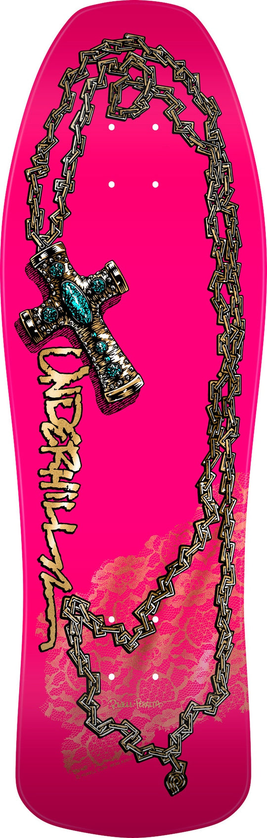 Powell Ray Underhill Cross Pink/Gold Foil Shaped Deck 9.9 X 31.5