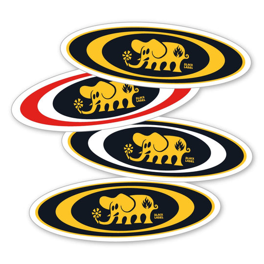 Black Label Oval Elephant Sticker