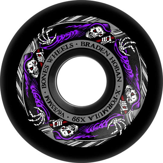 Bones X-Formula Braden Hoban Reaper V6 Widecuts 53MM 99A Black (Set of 4)
