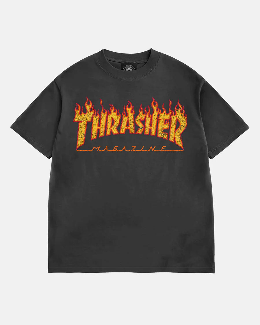 Thrasher Flame Vintage Black Tee