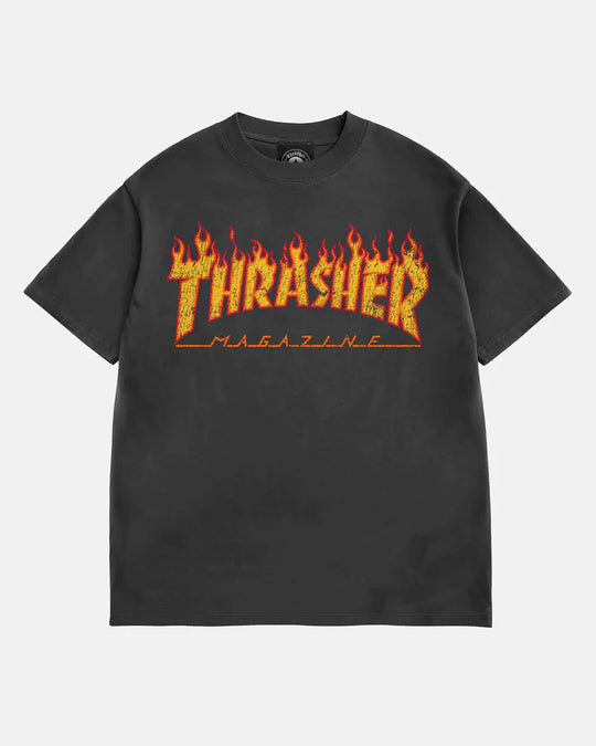 Thrasher Flame Vintage Black Tee