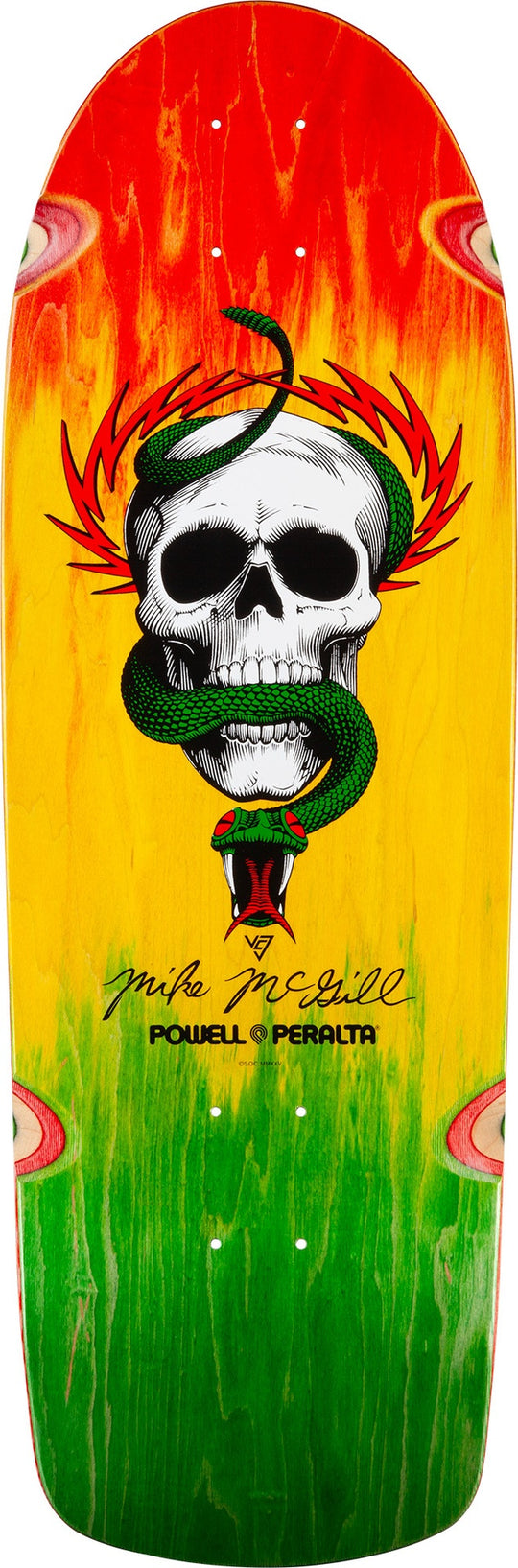 Powell Mcgill Skull & Snake Rasta Fade Shaped Deck 10.0 X 30.125
